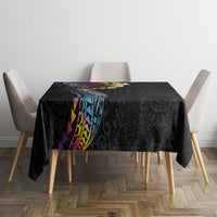 Hawaiian Tribal Tattoo and Plumeria Tablecloth Polynesian Pattern Rainbow