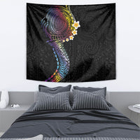 Hawaiian Tribal Tattoo and Plumeria Tapestry Polynesian Pattern Rainbow