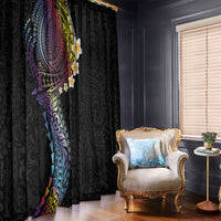 Hawaiian Tribal Tattoo and Plumeria Window Curtain Polynesian Pattern Rainbow