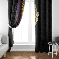 Hawaiian Tribal Tattoo and Plumeria Window Curtain Polynesian Pattern Rainbow