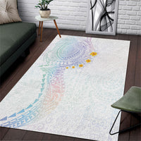 Hawaiian Tribal Tattoo and Plumeria Area Rug Polynesian Pattern Sweet