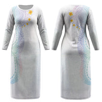Hawaiian Tribal Tattoo and Plumeria Couples Matching Long Sleeve Bodycon Dress and Long Sleeve Button Shirt Polynesian Pattern Sweet