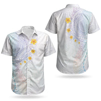 Hawaiian Tribal Tattoo and Plumeria Couples Matching Off The Shoulder Long Sleeve Dress and Hawaiian Shirt Polynesian Pattern Sweet