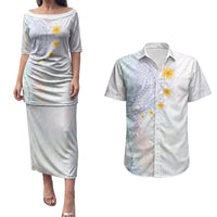 Hawaiian Tribal Tattoo and Plumeria Couples Matching Puletasi and Hawaiian Shirt Polynesian Pattern Sweet