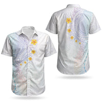 Hawaiian Tribal Tattoo and Plumeria Couples Matching Short Sleeve Bodycon Dress and Hawaiian Shirt Polynesian Pattern Sweet
