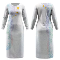 Hawaiian Tribal Tattoo and Plumeria Family Matching Long Sleeve Bodycon Dress and Hawaiian Shirt Polynesian Pattern Sweet