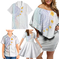Hawaiian Tribal Tattoo and Plumeria Family Matching Off Shoulder Short Dress and Hawaiian Shirt Polynesian Pattern Sweet