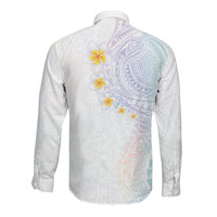Hawaiian Tribal Tattoo and Plumeria Long Sleeve Button Shirt Polynesian Pattern Sweet