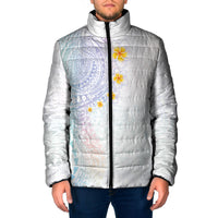 Hawaiian Tribal Tattoo and Plumeria Padded Jacket Polynesian Pattern Sweet