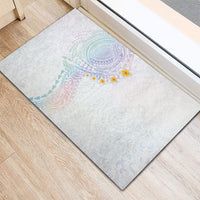 Hawaiian Tribal Tattoo and Plumeria Rubber Doormat Polynesian Pattern Sweet