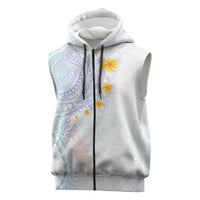 Hawaiian Tribal Tattoo and Plumeria Sleeveless Zip Hoodie Polynesian Pattern Sweet