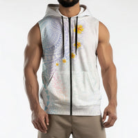 Hawaiian Tribal Tattoo and Plumeria Sleeveless Zip Hoodie Polynesian Pattern Sweet