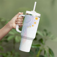 Hawaiian Tribal Tattoo and Plumeria Tumbler With Handle Polynesian Pattern Sweet