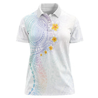 Hawaiian Tribal Tattoo and Plumeria Women Polo Shirt Polynesian Pattern Sweet