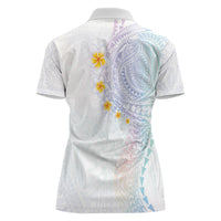 Hawaiian Tribal Tattoo and Plumeria Women Polo Shirt Polynesian Pattern Sweet