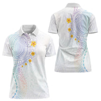 Hawaiian Tribal Tattoo and Plumeria Women Polo Shirt Polynesian Pattern Sweet