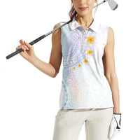 Hawaiian Tribal Tattoo and Plumeria Women Sleeveless Polo Shirt Polynesian Pattern Sweet