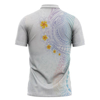 Hawaiian Tribal Tattoo and Plumeria Zipper Polo Shirt Polynesian Pattern Sweet
