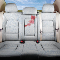 Hawaiian Tribal Tattoo and Hibiscus Back Car Seat Cover Polynesian Pattern Airy White Blue Cloud