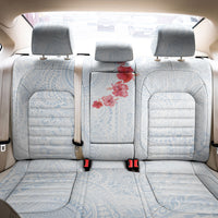 Hawaiian Tribal Tattoo and Hibiscus Back Car Seat Cover Polynesian Pattern Airy White Blue Cloud