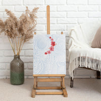 Hawaiian Tribal Tattoo and Hibiscus Canvas Wall Art Polynesian Pattern Airy White Blue Cloud