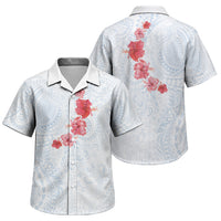 Hawaiian Tribal Tattoo and Hibiscus Family Matching Mermaid Dress and Hawaiian Shirt Polynesian Pattern Airy White Blue Cloud