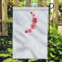 Hawaiian Tribal Tattoo and Hibiscus Garden Flag Polynesian Pattern Airy White Blue Cloud