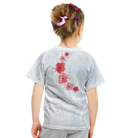 Hawaiian Tribal Tattoo and Hibiscus Kid T Shirt Polynesian Pattern Airy White Blue Cloud