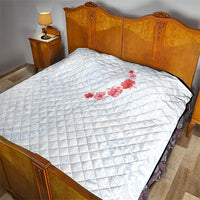 Hawaiian Tribal Tattoo and Hibiscus Quilt Polynesian Pattern Airy White Blue Cloud