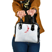 Hawaiian Tribal Tattoo and Hibiscus Shoulder Handbag Polynesian Pattern Airy White Blue Cloud