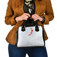 Hawaiian Tribal Tattoo and Hibiscus Shoulder Handbag Polynesian Pattern Airy White Blue Cloud
