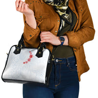 Hawaiian Tribal Tattoo and Hibiscus Shoulder Handbag Polynesian Pattern Airy White Blue Cloud