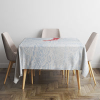 Hawaiian Tribal Tattoo and Hibiscus Tablecloth Polynesian Pattern Airy White Blue Cloud