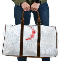 Hawaiian Tribal Tattoo and Hibiscus Travel Bag Polynesian Pattern Airy White Blue Cloud