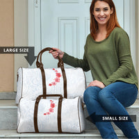 Hawaiian Tribal Tattoo and Hibiscus Travel Bag Polynesian Pattern Airy White Blue Cloud