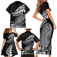 new-zealand-rugby-family-matching-short-sleeve-bodycon-dress-and-hawaiian-shirt-maori-warrior-rugby-silver-fern-tribal-pattern