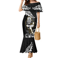 New Zealand Rugby Mermaid Dress Maori Warrior Rugby Silver Fern Tribal Pattern LT03 Women Black - Polynesian Pride