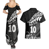 Custom New Zealand Rugby Couples Matching Summer Maxi Dress and Hawaiian Shirt Maori Warrior Rugby Silver Fern Tribal Pattern LT03 - Polynesian Pride