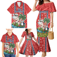 Custom Hawaii Christmas Family Matching Mermaid Dress and Hawaiian Shirt The Santa Surfing Hawaii Xmas Style LT03 - Polynesian Pride