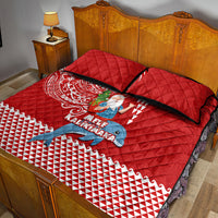 Hawaii Mele Kalikimaka Quilt Bed Set Santa Riding The DolPhin Mix Kakau Pattern Red Style LT03 - Polynesian Pride