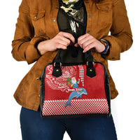 Custom Hawaii Mele Kalikimaka Shoulder Handbag Santa Riding The DolPhin Mix Kakau Pattern Red Style LT03 - Polynesian Pride