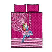 Hawaii Mele Kalikimaka Quilt Bed Set Santa Riding The DolPhin Mix Kakau Pattern Pink Style LT03 Pink - Polynesian Pride