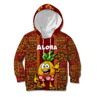 Hawaii Kid Hoodie Aloha Funny Pineapple Mix Kakau Hawaiian Tribal LT03 Red - Polynesian Pride