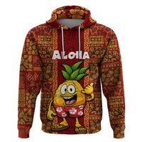 Custom Hawaii Hoodie Aloha Funny Pineapple Mix Kakau Hawaiian Tribal LT03 Pullover Hoodie Red - Polynesian Pride