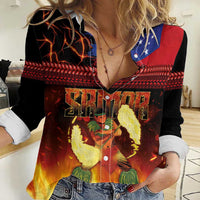 Samoan Siva Afi Women Casual Shirt Tribal Performers of Samoan Fire Knife Dancing