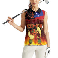 Samoan Siva Afi Women Sleeveless Polo Shirt Tribal Performers of Samoan Fire Knife Dancing