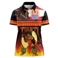 Tahitian Siva Afi Women Polo Shirt Tribal Performers of Tahitian Fire Knife Dancing LT03 Female Black - Polynesian Pride