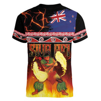 Aotearoa Siva Afi Women V-Neck T-Shirt Tribal Performers of Aotearoa Fire Knife Dancing LT03 - Polynesian Pride