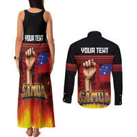 Personalised Samoan Spirit - Samoa Tribal Heritage Couples Matching Tank Maxi Dress and Long Sleeve Button Shirt