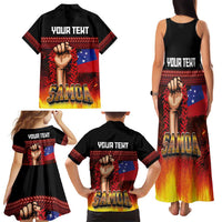 Personalised Samoan Spirit - Samoa Tribal Heritage Family Matching Tank Maxi Dress and Hawaiian Shirt